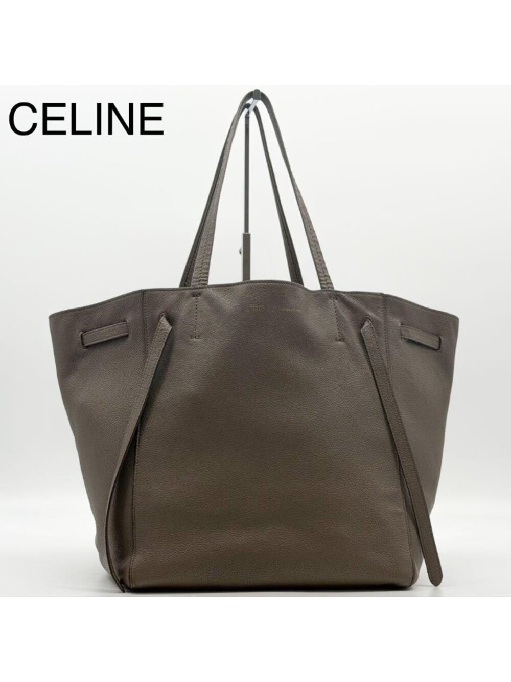 Celine Cabas Phantom Greige Tote Bag Leather